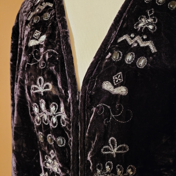 Chico's Plum Crushed Velvet Shacket - Picture 3 of 6